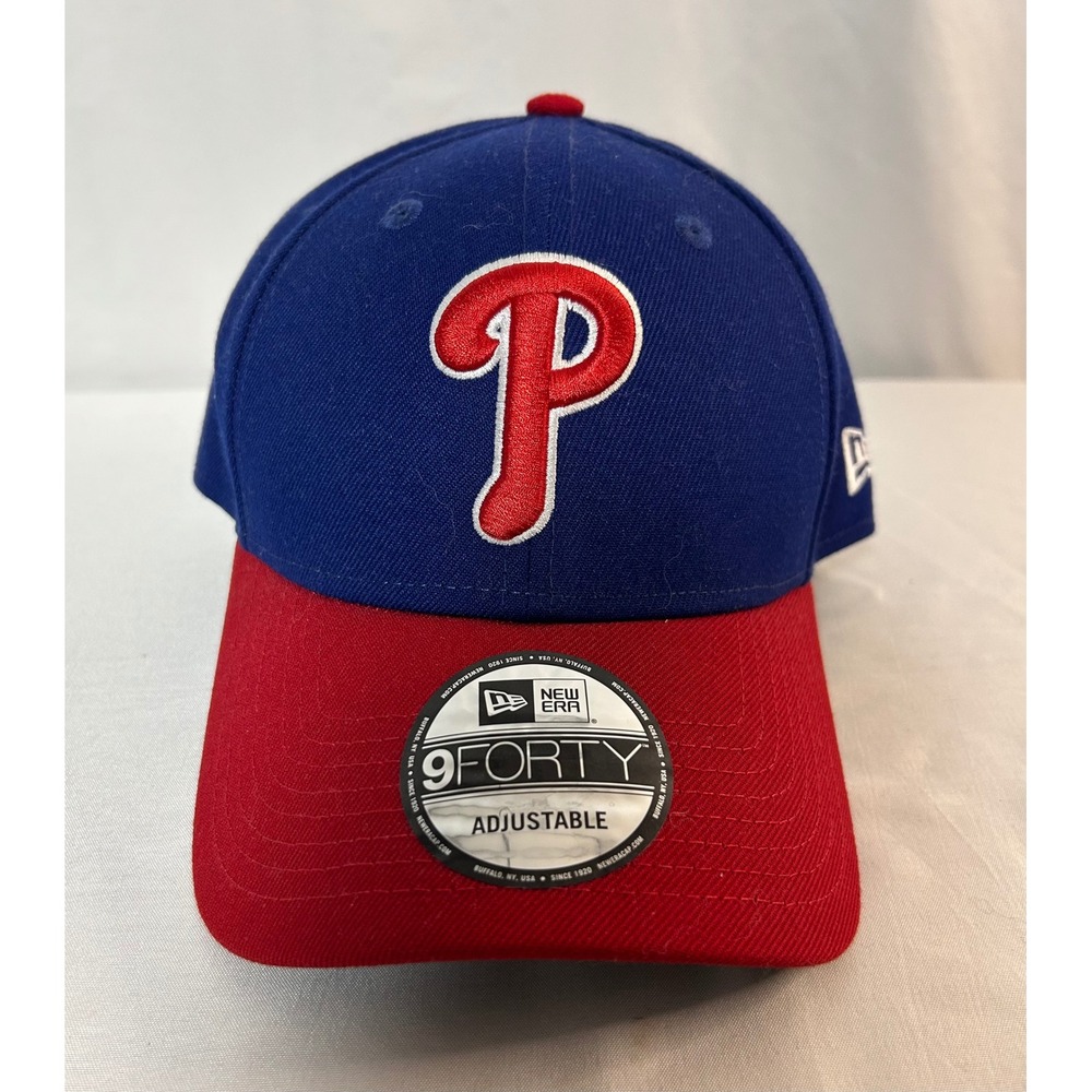 New Era 9FORTY Philadelphia Phillies Hat Blue Red Strap Back MLB Baseball Cap